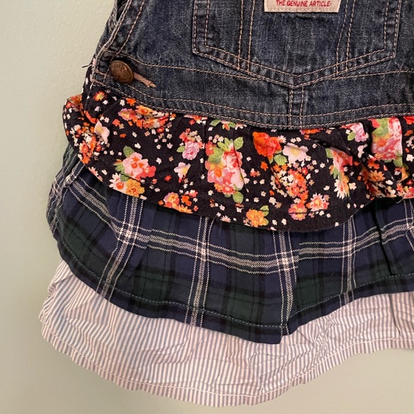 Oshkosh B'Gosh Vestback Tiered Floral Plaid Overall Dress - Picture 3 of 8